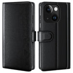 AMORUS For iPhone 13 Stand Cases Calf Texture Genuine Split Leather Wallet Phone Cover
