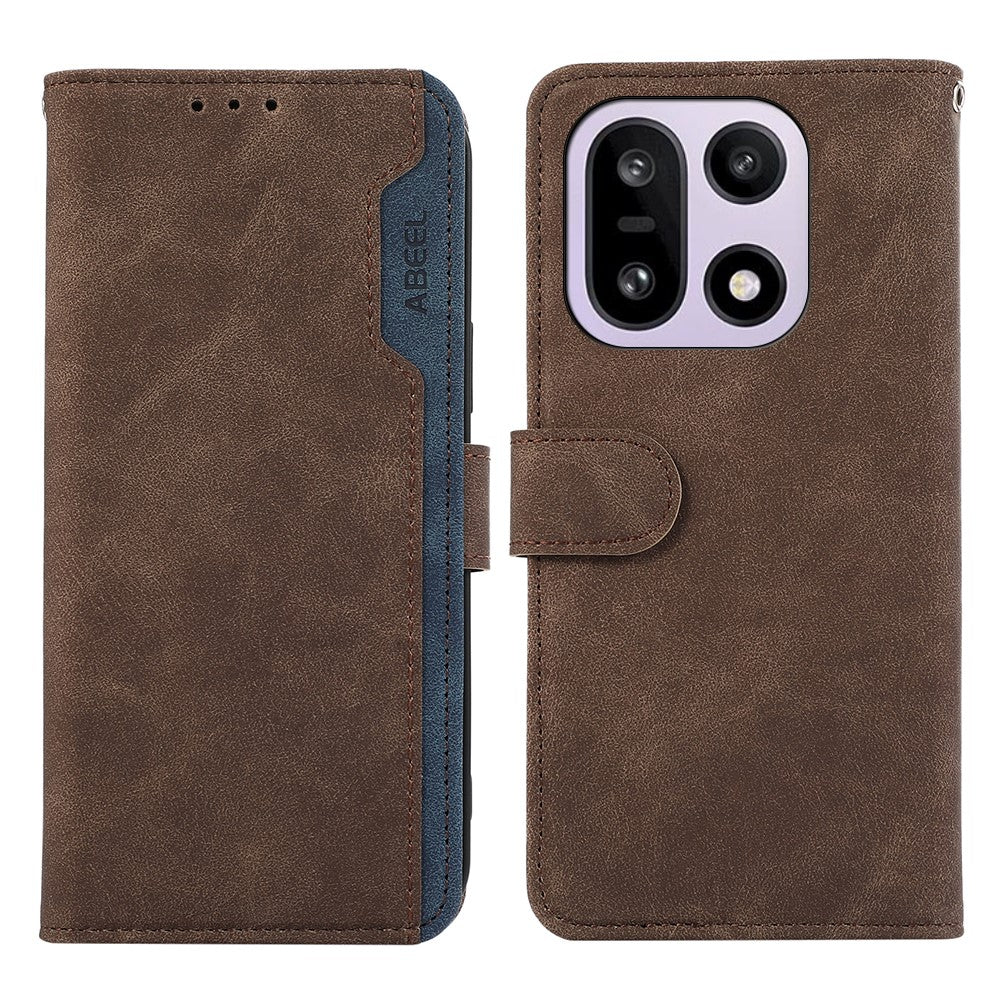 ABEEL For OnePlus 15 5G Case Color Splicing Leather Flip Phone Cover RFID Blocking