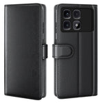 AMORUS För Xiaomi Redmi K70 Ultra Stativskal Kalvstruktur Äkta Splitläder Plånboksfodral