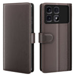 AMORUS För Xiaomi Redmi K70 Ultra Stativskal Kalvstruktur Äkta Splitläder Plånboksfodral