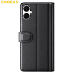 AMORUS För Samsung Galaxy A06 4G / 5G Stativskal Kalvstruktur Äkta Splitläder Plånboksfodral