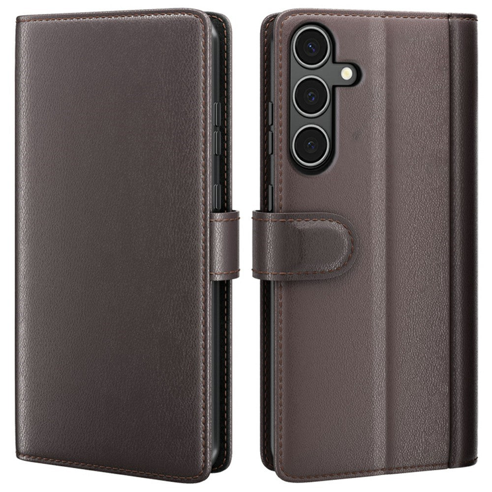 AMORUS til Samsung Galaxy A34 5G Stand Cases Kalveskindstekstur Ægte Spaltlæder Tegnebog Telefoncover