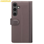 AMORUS til Samsung Galaxy A34 5G Stand Cases Kalveskindstekstur Ægte Spaltlæder Tegnebog Telefoncover