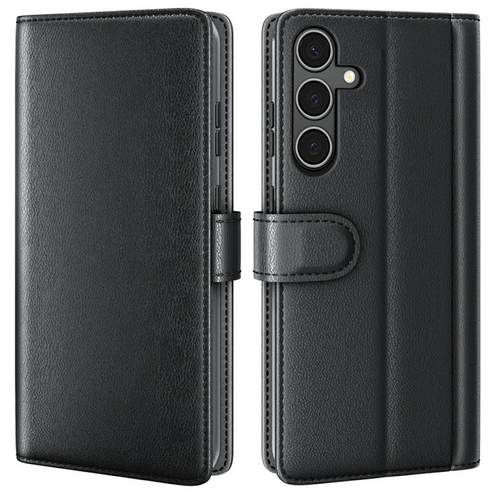 AMORUS til Samsung Galaxy A34 5G Stand Cases Kalveskindstekstur Ægte Spaltlæder Tegnebog Telefoncover
