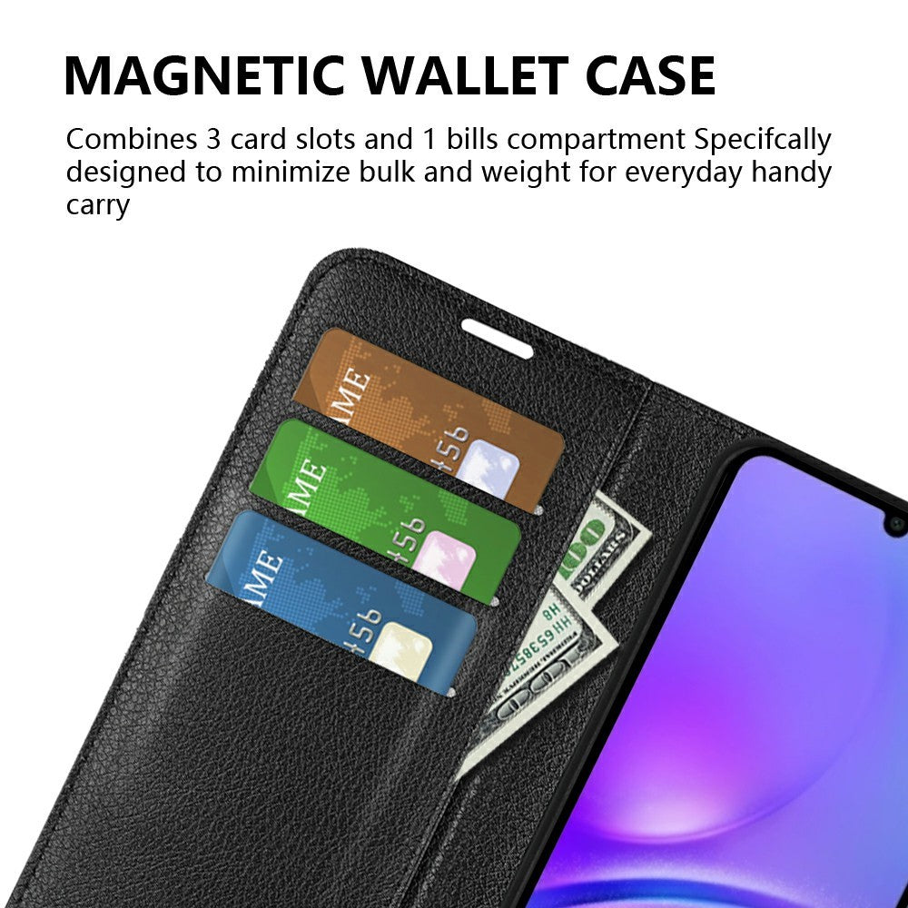 AMORUS For Samsung Galaxy A08 5G / A08 4G / A07 4G / A07s 4G / F07 4G / M07 4G Wallet Case Litchi Texture Shockproof Leather Flip Stand Phone Cover