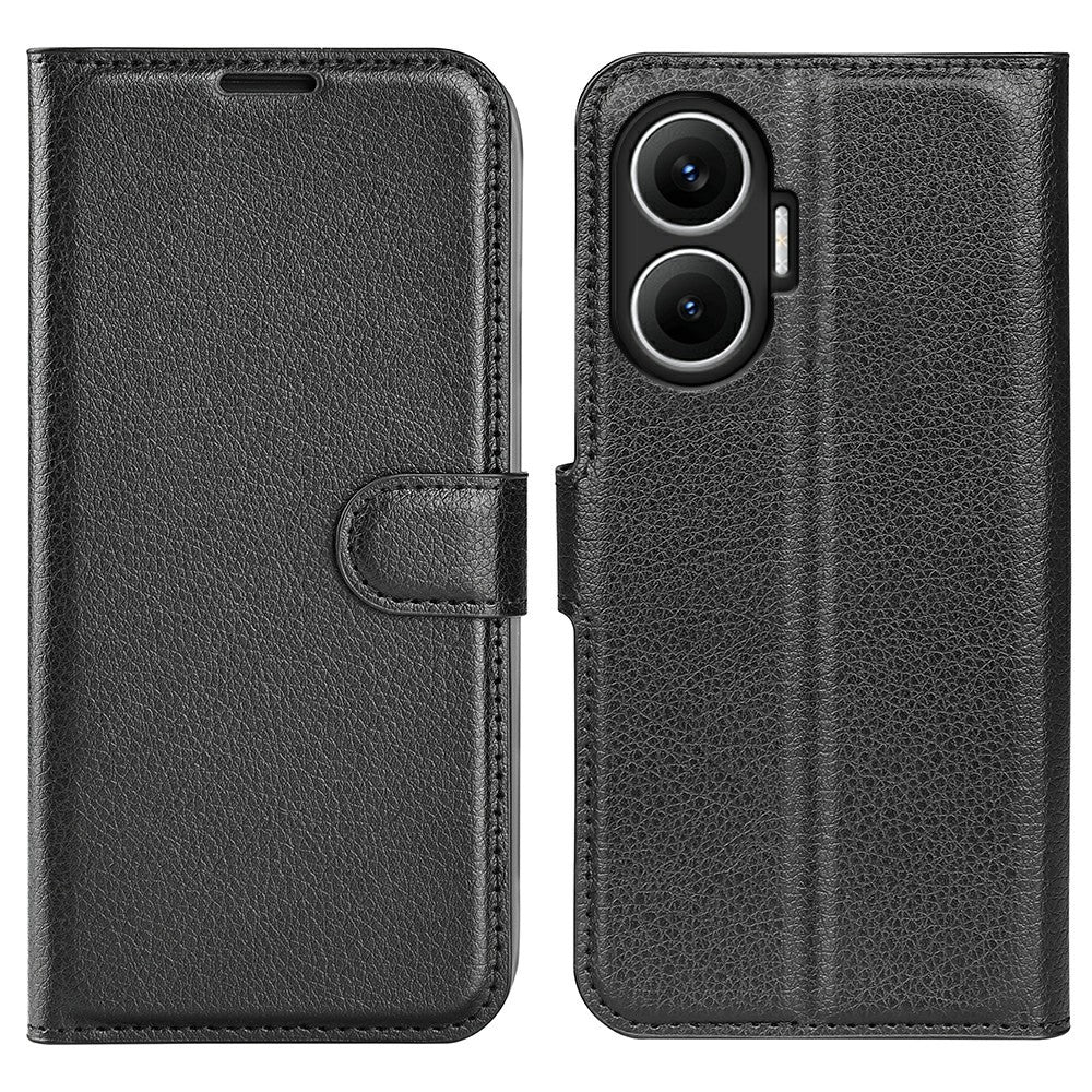 AMORUS pung-etui til Xiaomi Poco F7 5G / Redmi Turbo 4 Pro 5G, stødsikkert flip-telefoncover i læder med litchi-tekstur og stander