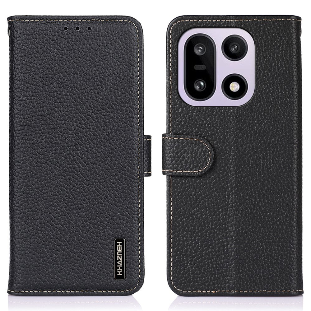 KHAZNEH Skal För OnePlus 15 5G Äkta Läder Flipfodral För mobil