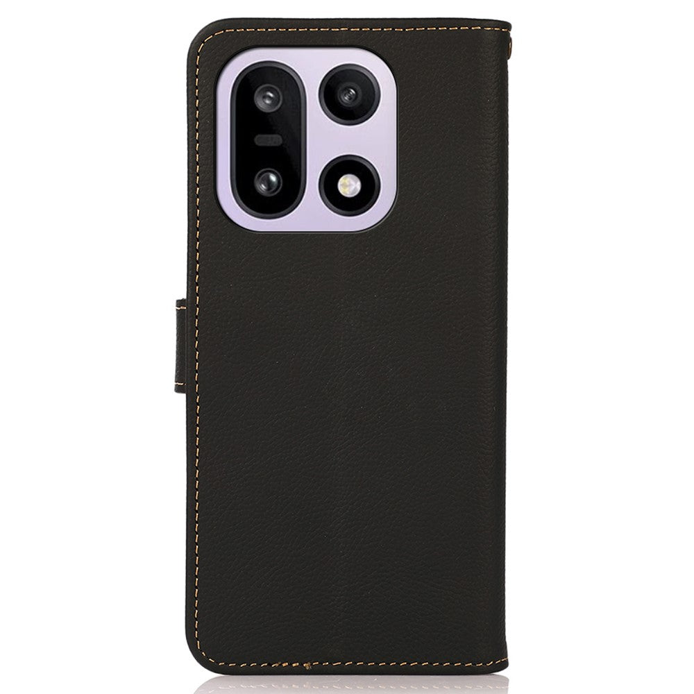 KHAZNEH for OnePlus 15 5G Case Genuine Cow Leather RFID Blocking Wallet Phone Cover