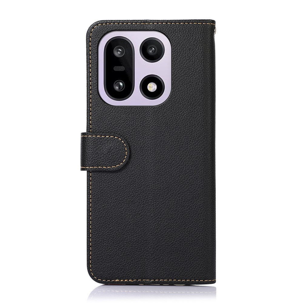KHAZNEH För OnePlus 15 5G Skal RFID-blockerande plånbok Litchitextur PU-lädermobilskal med rem