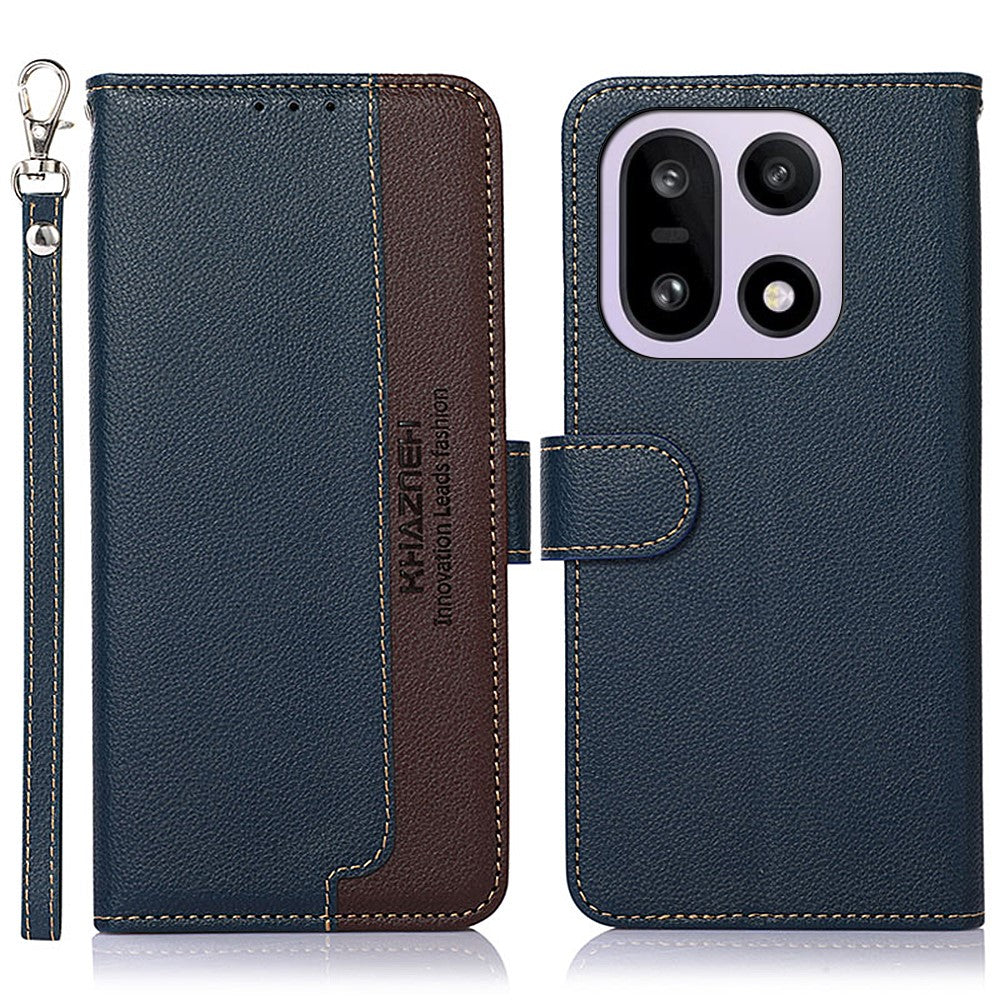 KHAZNEH För OnePlus 15 5G Skal RFID-blockerande plånbok Litchitextur PU-lädermobilskal med rem