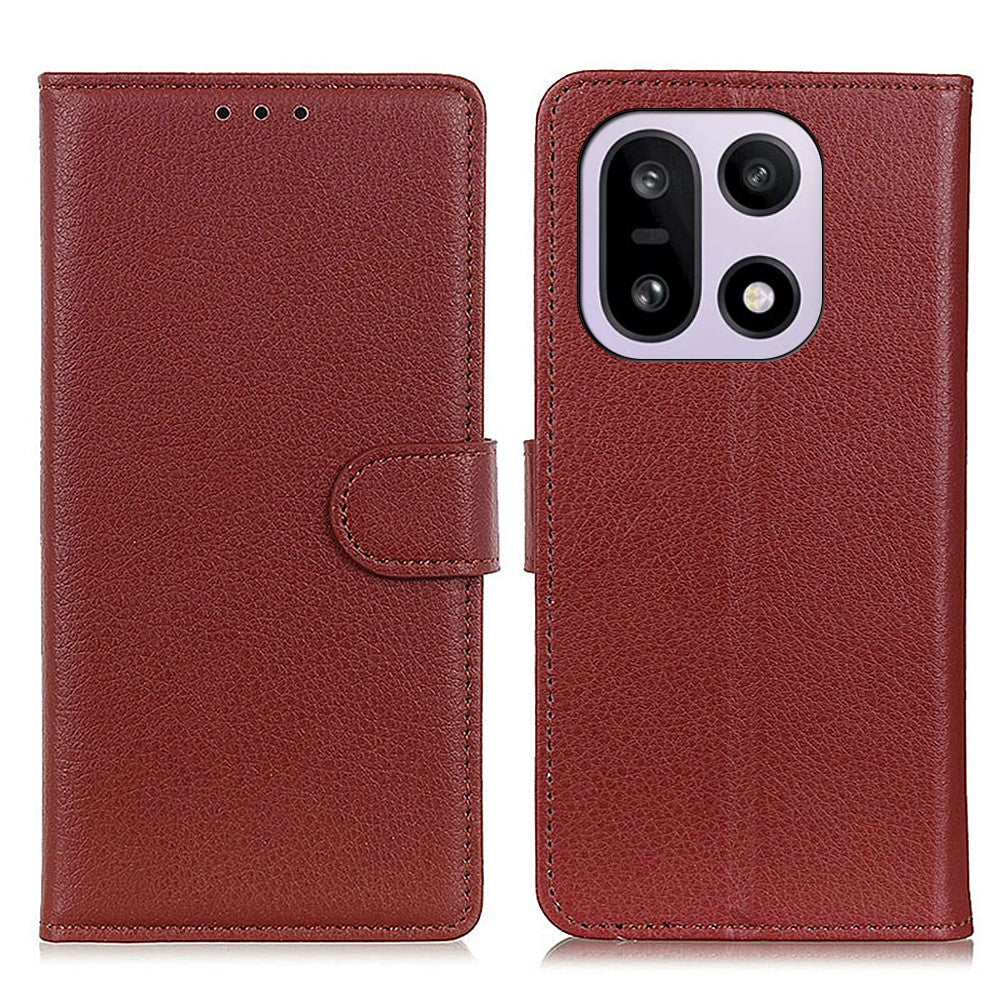 For OnePlus 15 5G Wallet Case PU Leather Phone Cover Litchi Texture