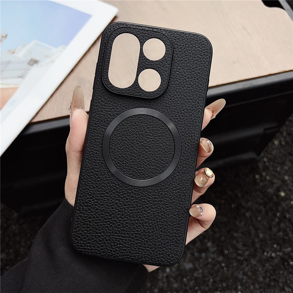 For OnePlus 15 5G Magnetic Case Litchi Texture PU Leather + TPU Phone Back Cover