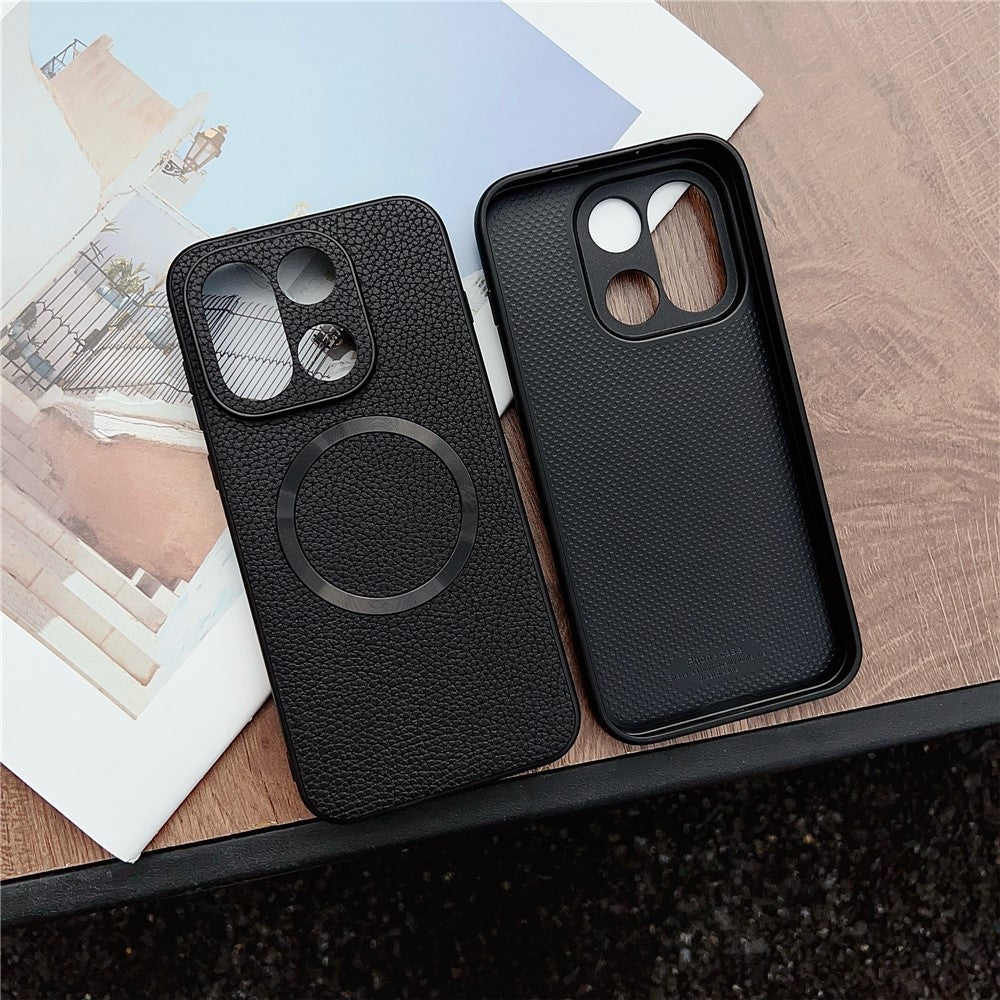 OnePlus 15 5G Magnetiskt Skal Litchi Texture PU Läder + TPU mobil Baksida