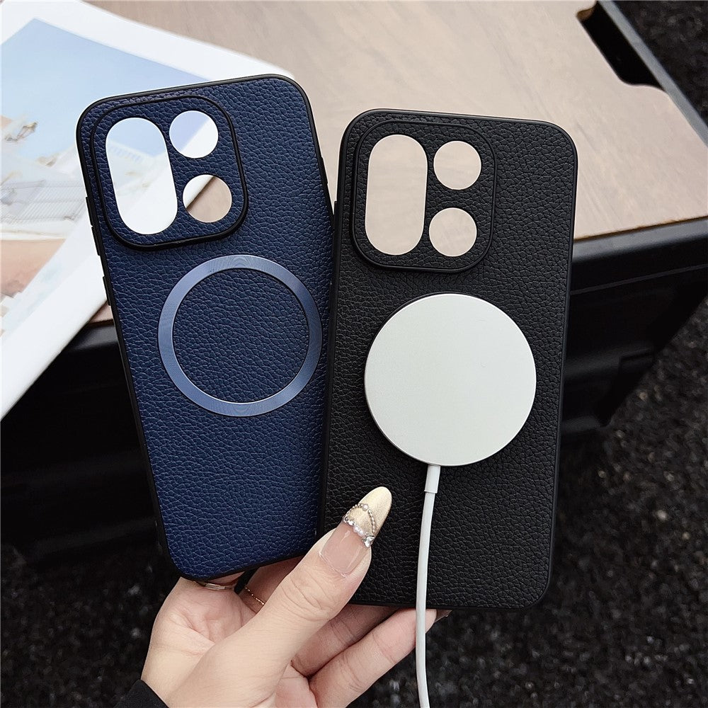 For OnePlus 15 5G Magnetic Case Litchi Texture PU Leather + TPU Phone Back Cover