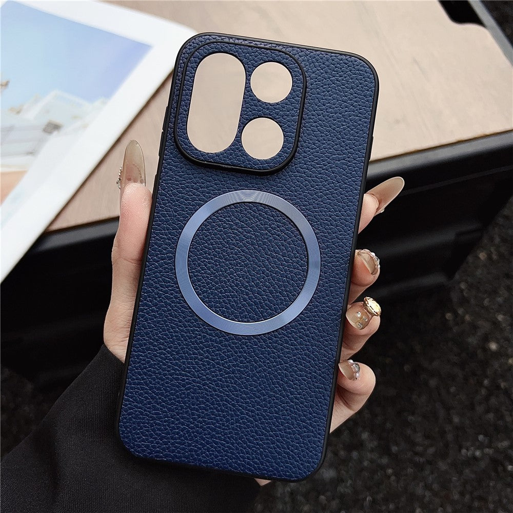 For OnePlus 15 5G Magnetic Case Litchi Texture PU Leather + TPU Phone Back Cover