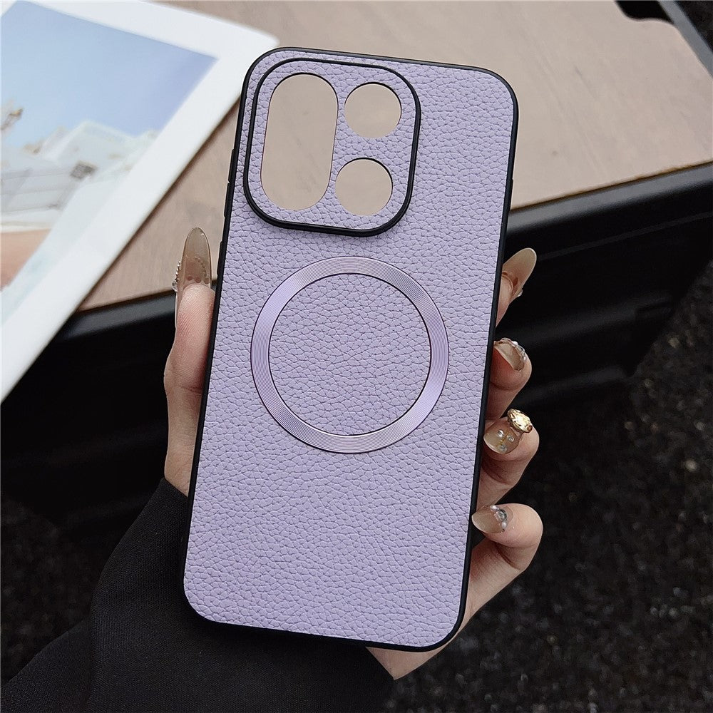 For OnePlus 15 5G Magnetic Case Litchi Texture PU Leather + TPU Phone Back Cover