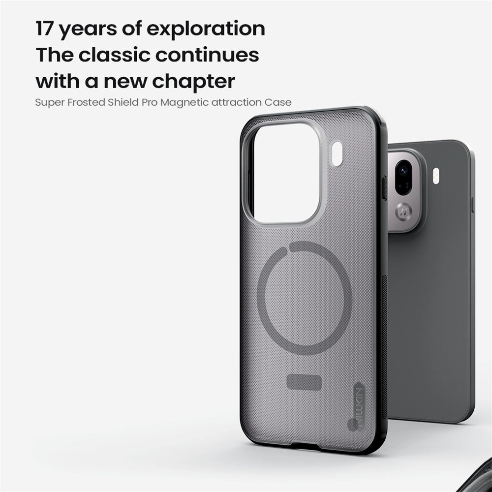 NILLKIN Super Frosted Shield Pro for Oppo Find X9 Pro 5G Magnetic Case Matte PC TPU Clear Black Phone Back Cover