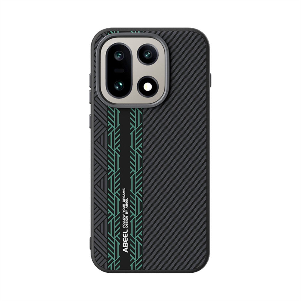 ABEEL-magnetcover til OnePlus 15 5G, PC + TPU + aluminiumslegering + slankt PU-læder-mobilcover