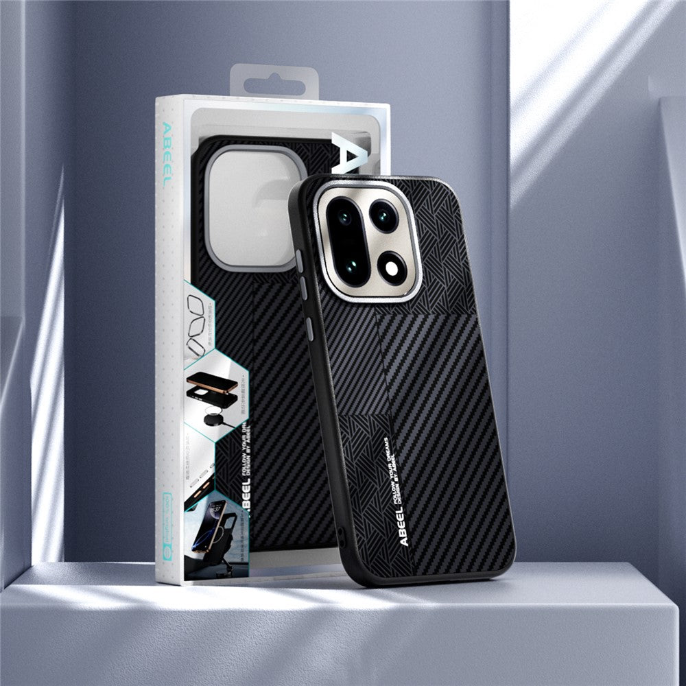 ABEEL-magnetcover til OnePlus 15 5G, PC + TPU + aluminiumslegering + slankt PU-læder-mobilcover