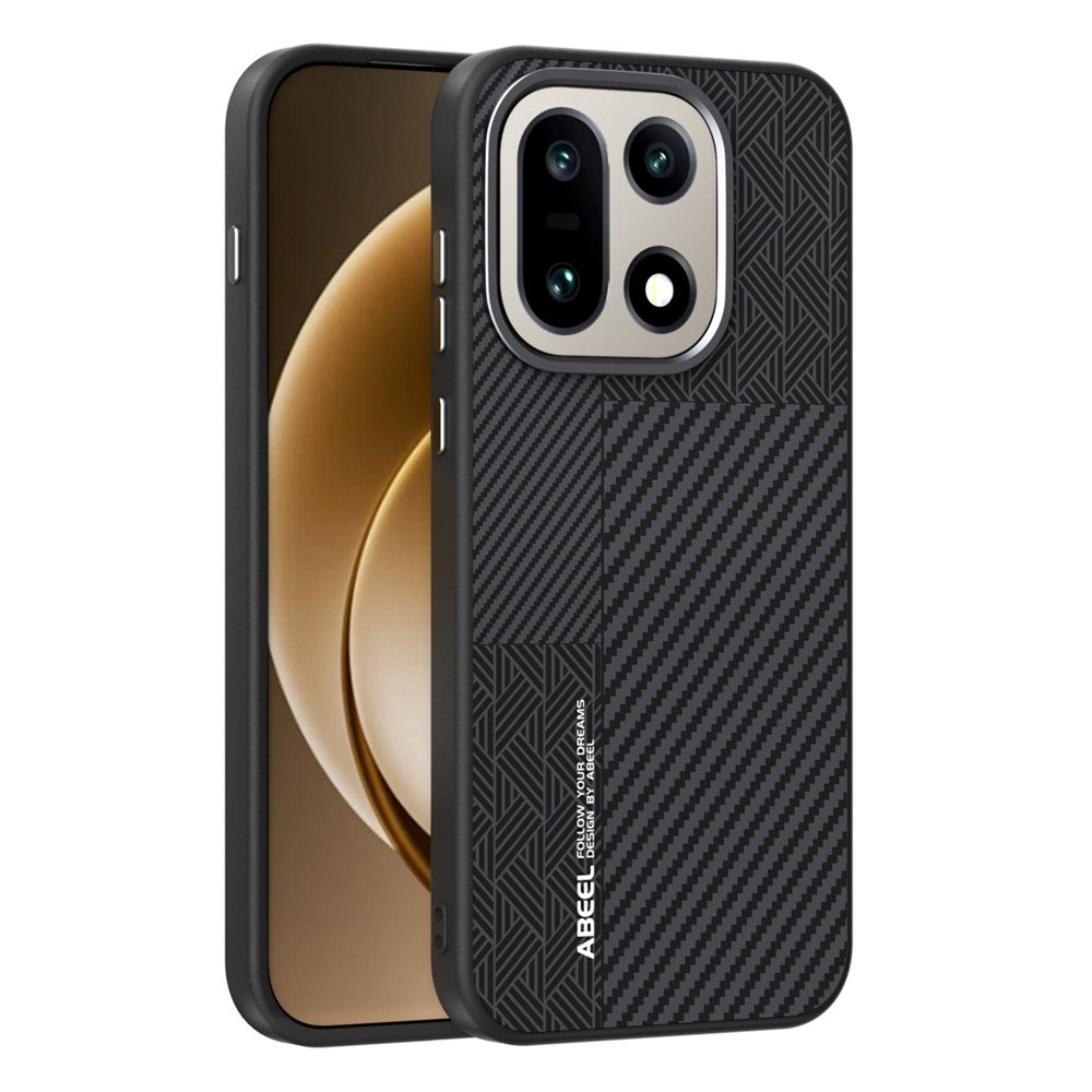 ABEEL-magnetcover til OnePlus 15 5G, PC + TPU + aluminiumslegering + slankt PU-læder-mobilcover