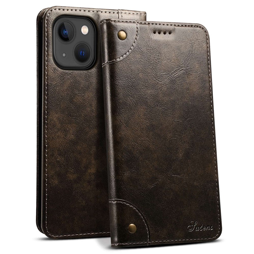 SUTENI Til iPhone 14 Plus Anti-ridse Telefonstativ Cover PU Læder + TPU Pung Magnetisk Selvsugende Telefoncover