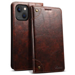 SUTENI For iPhone 14 Plus Anti-scratch Phone Stand Case PU Leather + TPU Wallet Magnetic Auto-absorbed Phone Cover