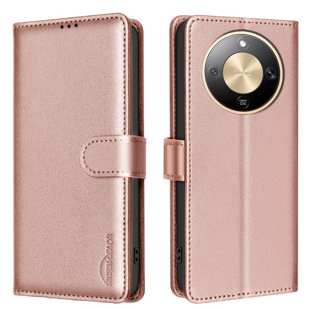 BINFEN COLOR For Honor Magic8 Lite 5G / X9d 5G / X70 5G Leather Case  BF32 Wallet RFID Blocking Phone Cover