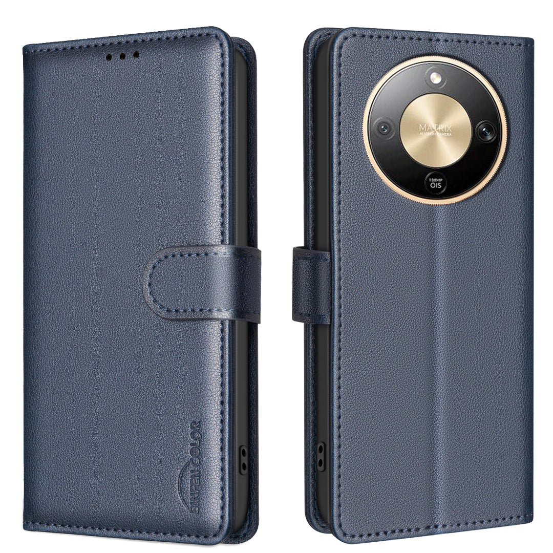 BINFEN COLOR For Honor Magic8 Lite 5G / X9d 5G / X70 5G Leather Case  BF32 Wallet RFID Blocking Phone Cover