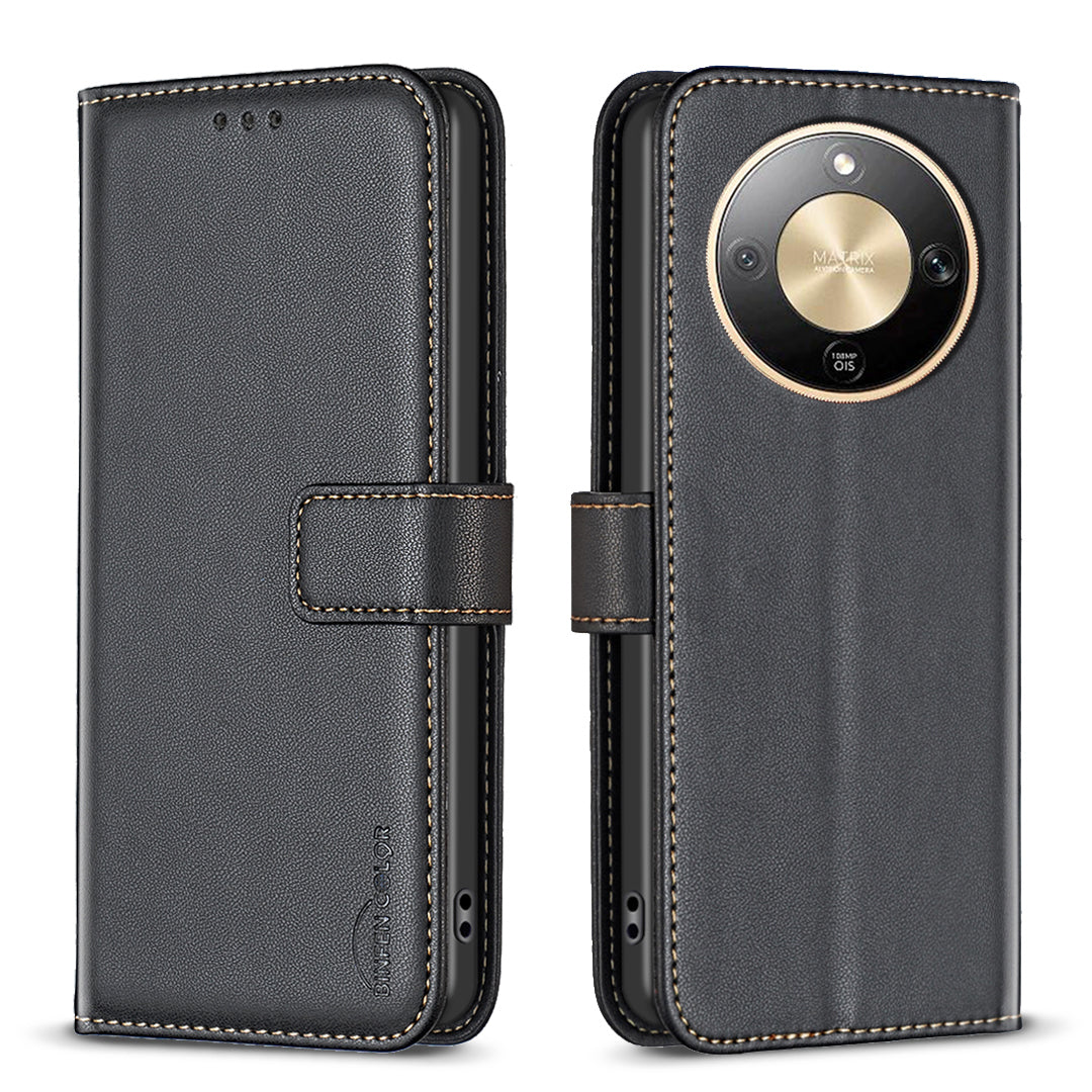 BINFEN COLOR For Honor Magic8 Lite 5G / X9d 5G / X70 5G Phone Case  BF17 Wallet Folio Flip Leather Cover