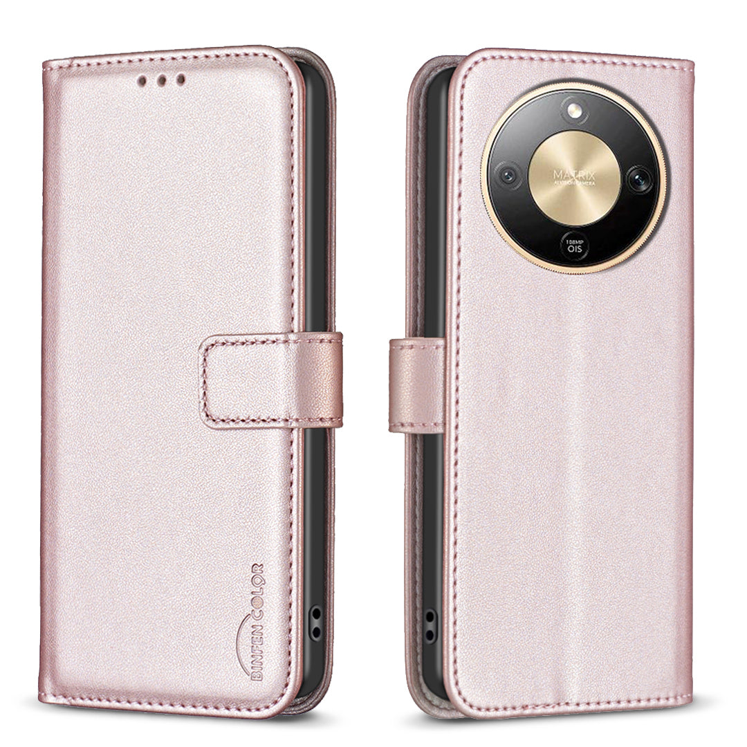 BINFEN COLOR For Honor Magic8 Lite 5G / X9d 5G / X70 5G Phone Case  BF17 Wallet Folio Flip Leather Cover