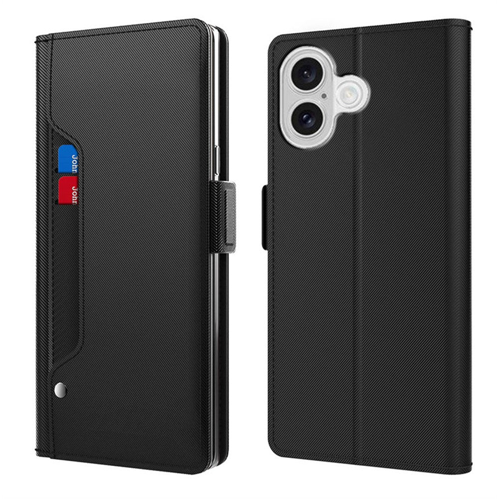 Til iPhone 17 Etui Stand PU Læder Telefon Cover Kort Holder Spejl