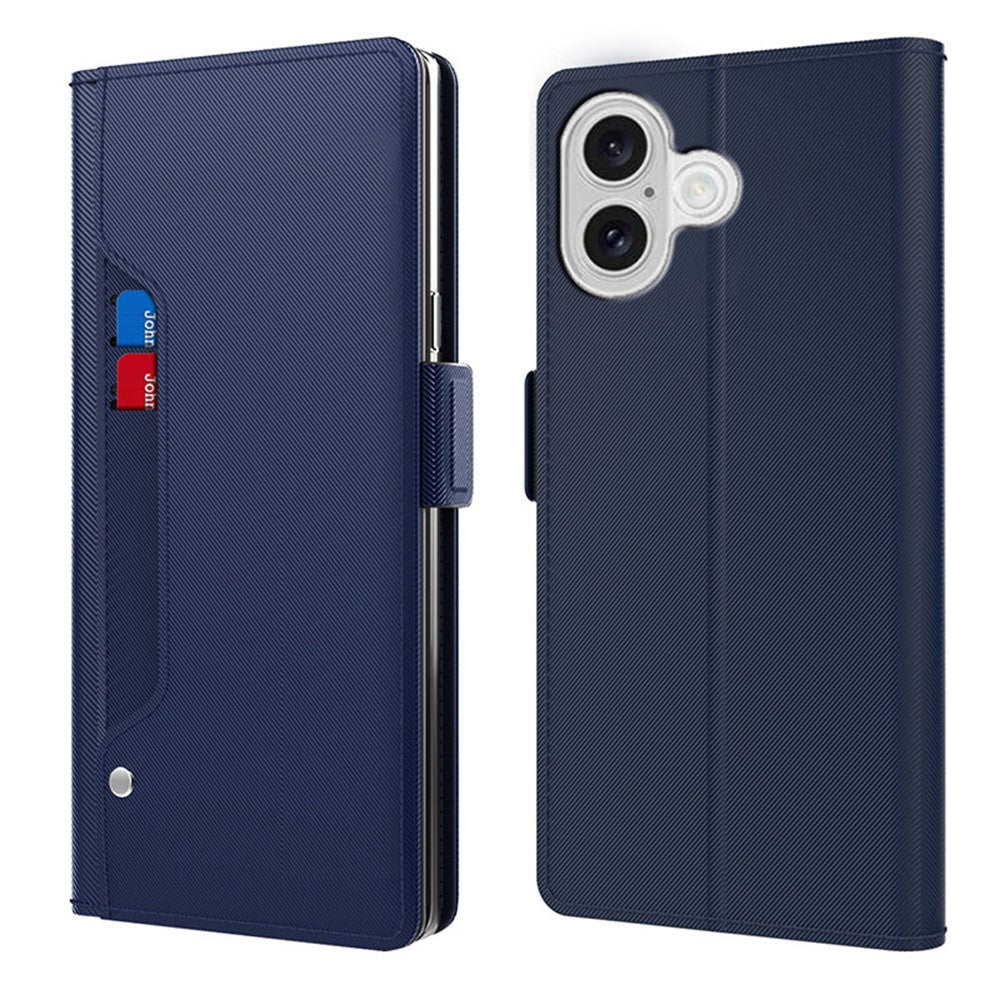 For iPhone 17 Case Stand PU Leather Phone Cover Card Holder Mirror