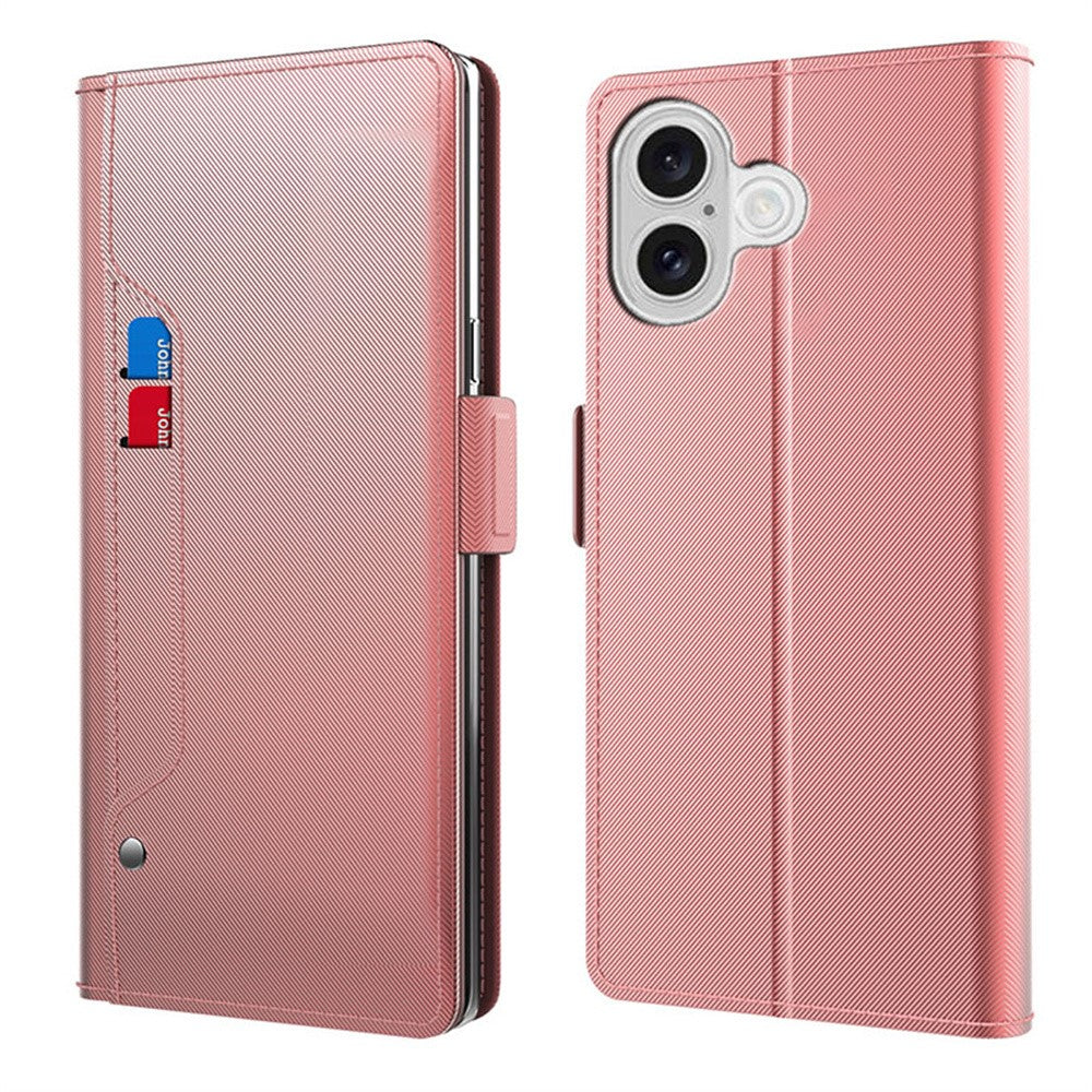 For iPhone 17 Case Stand PU Leather Phone Cover Card Holder Mirror