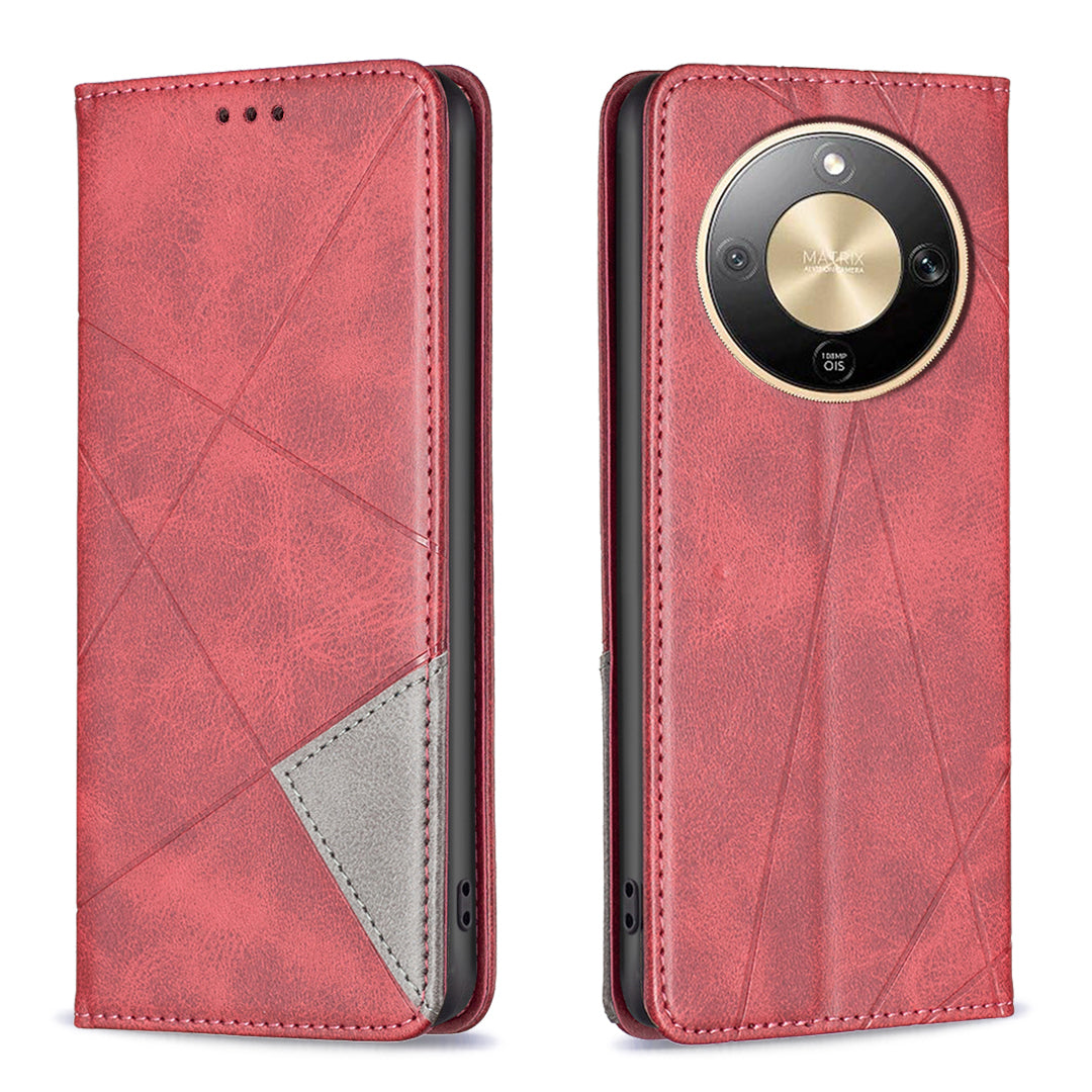 For Honor Magic8 Lite 5G / X9d 5G / X70 5G Case Card Slots Geometry Imprint Leather Phone Cover