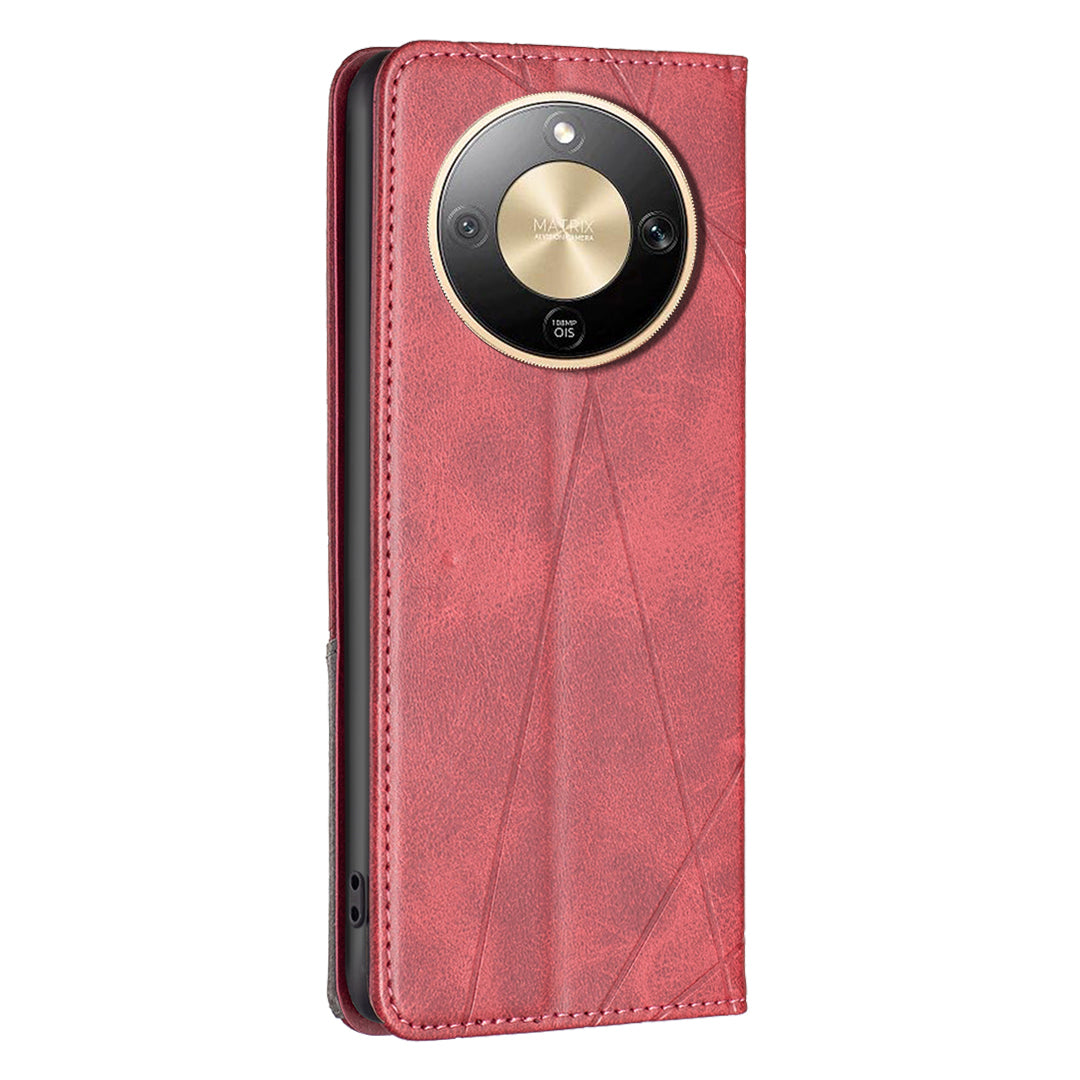 For Honor Magic8 Lite 5G / X9d 5G / X70 5G Case Card Slots Geometry Imprint Leather Phone Cover