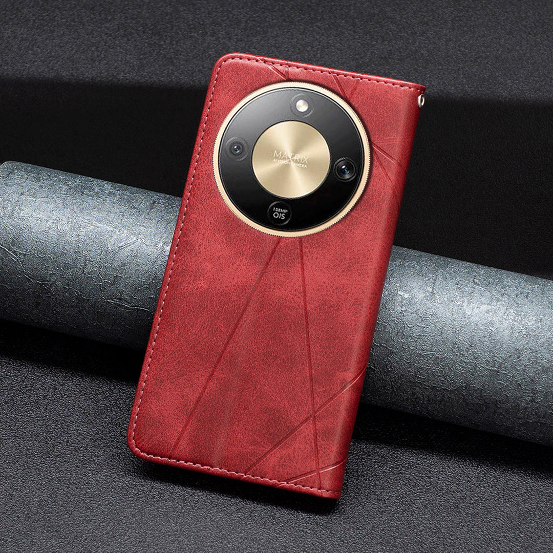 For Honor Magic8 Lite 5G / X9d 5G / X70 5G Case Card Slots Geometry Imprint Leather Phone Cover