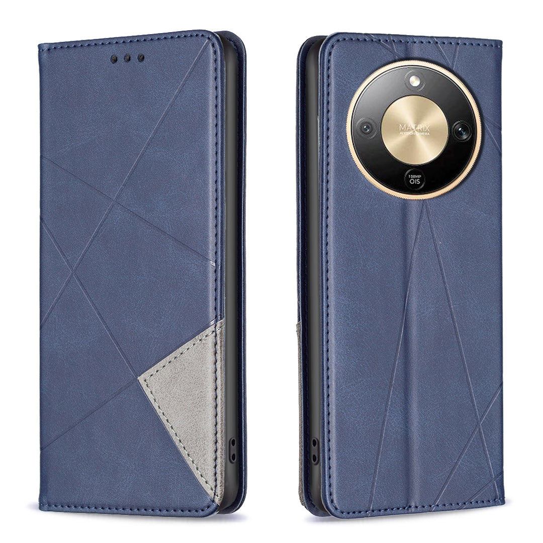 For Honor Magic8 Lite 5G / X9d 5G / X70 5G Case Card Slots Geometry Imprint Leather Phone Cover