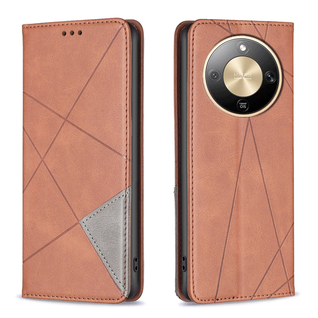 For Honor Magic8 Lite 5G / X9d 5G / X70 5G Case Card Slots Geometry Imprint Leather Phone Cover
