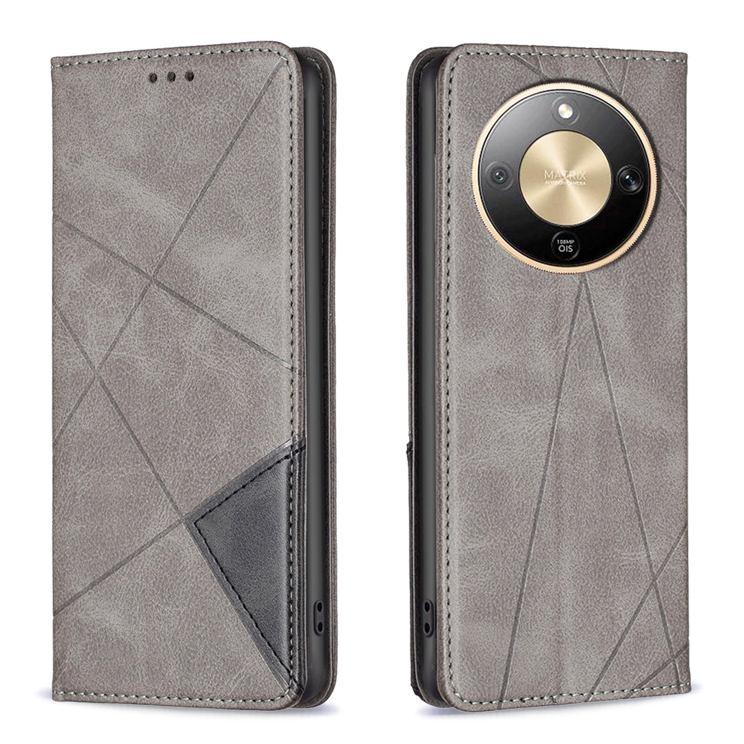 For Honor Magic8 Lite 5G / X9d 5G / X70 5G Case Card Slots Geometry Imprint Leather Phone Cover