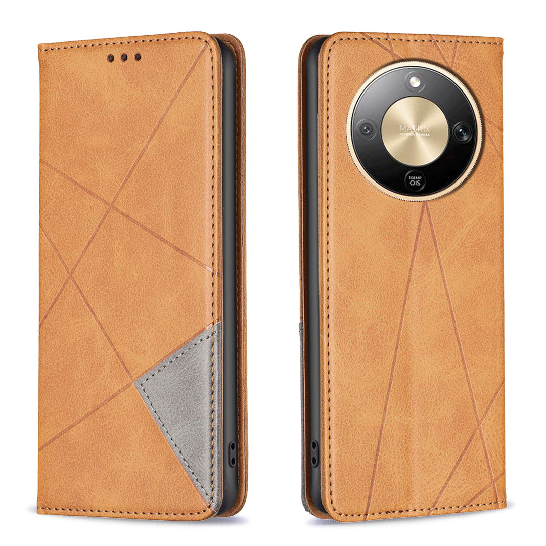 For Honor Magic8 Lite 5G / X9d 5G / X70 5G Case Card Slots Geometry Imprint Leather Phone Cover