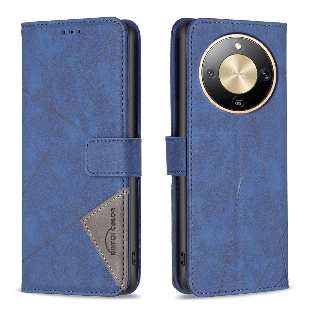 BINFEN COLOR For Honor Magic8 Lite 5G / X9d 5G / X70 5G Phone Case  Wallet Stand Geometry Imprinted Leather Cover