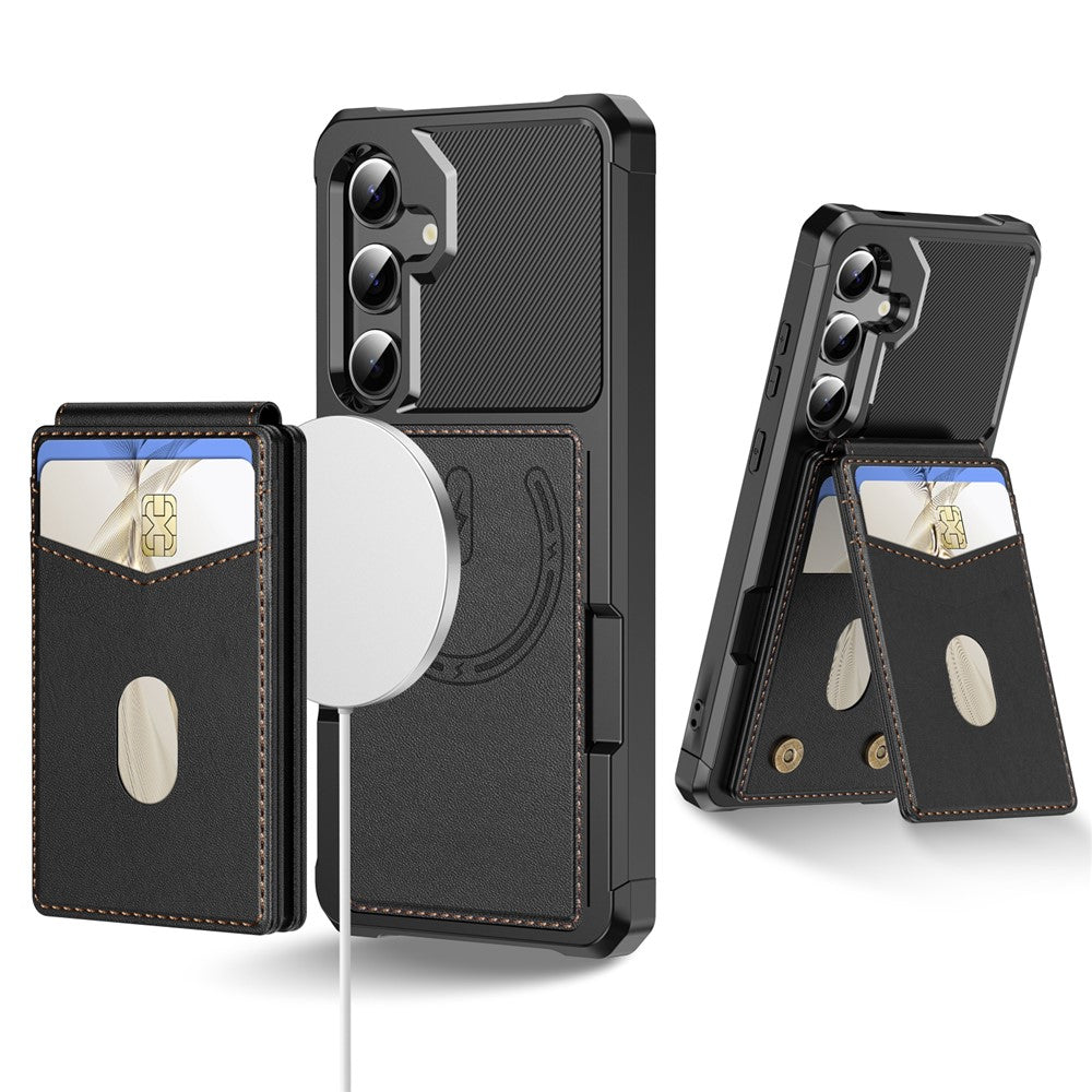 For Samsung Galaxy S24 Magnetic Case Detachable Card Slot Kickstand Leather + TPU Phone Cover