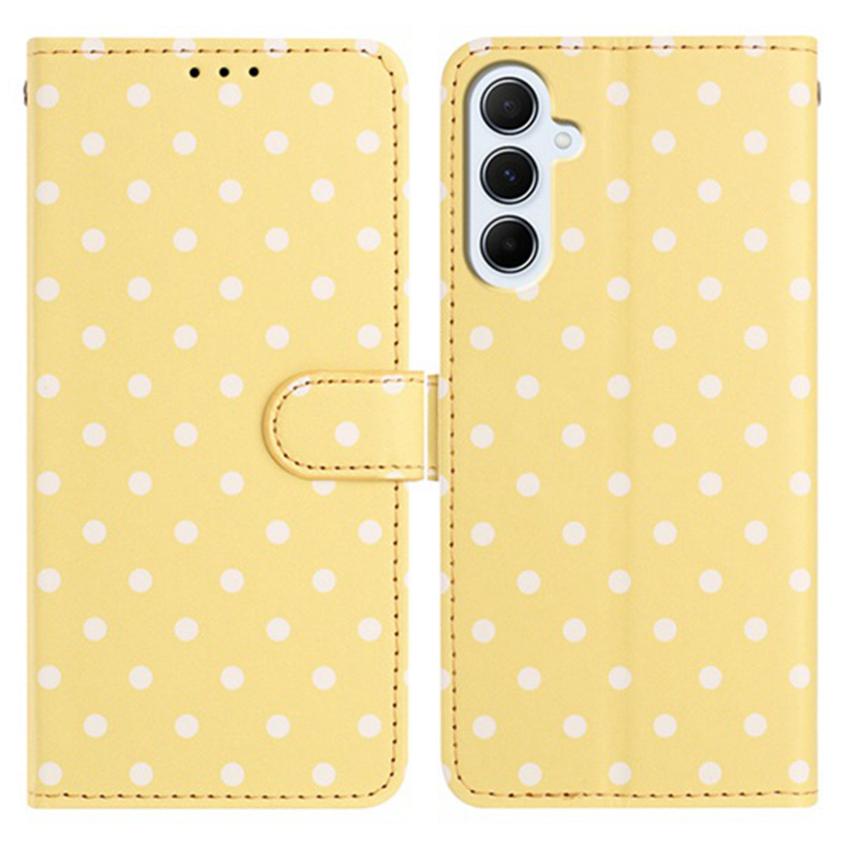 Til Samsung Galaxy A16 5G læderetui, polka-prikket mønster, pung, stander, folio telefoncover