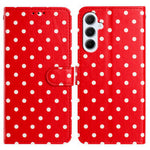Til Samsung Galaxy A16 5G læderetui, polka-prikket mønster, pung, stander, folio telefoncover