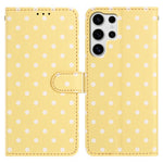 Läderfodral med prickigt mönster till Samsung Galaxy S25 Ultra, plånboksfodral, fodral med stativ och skärm.
