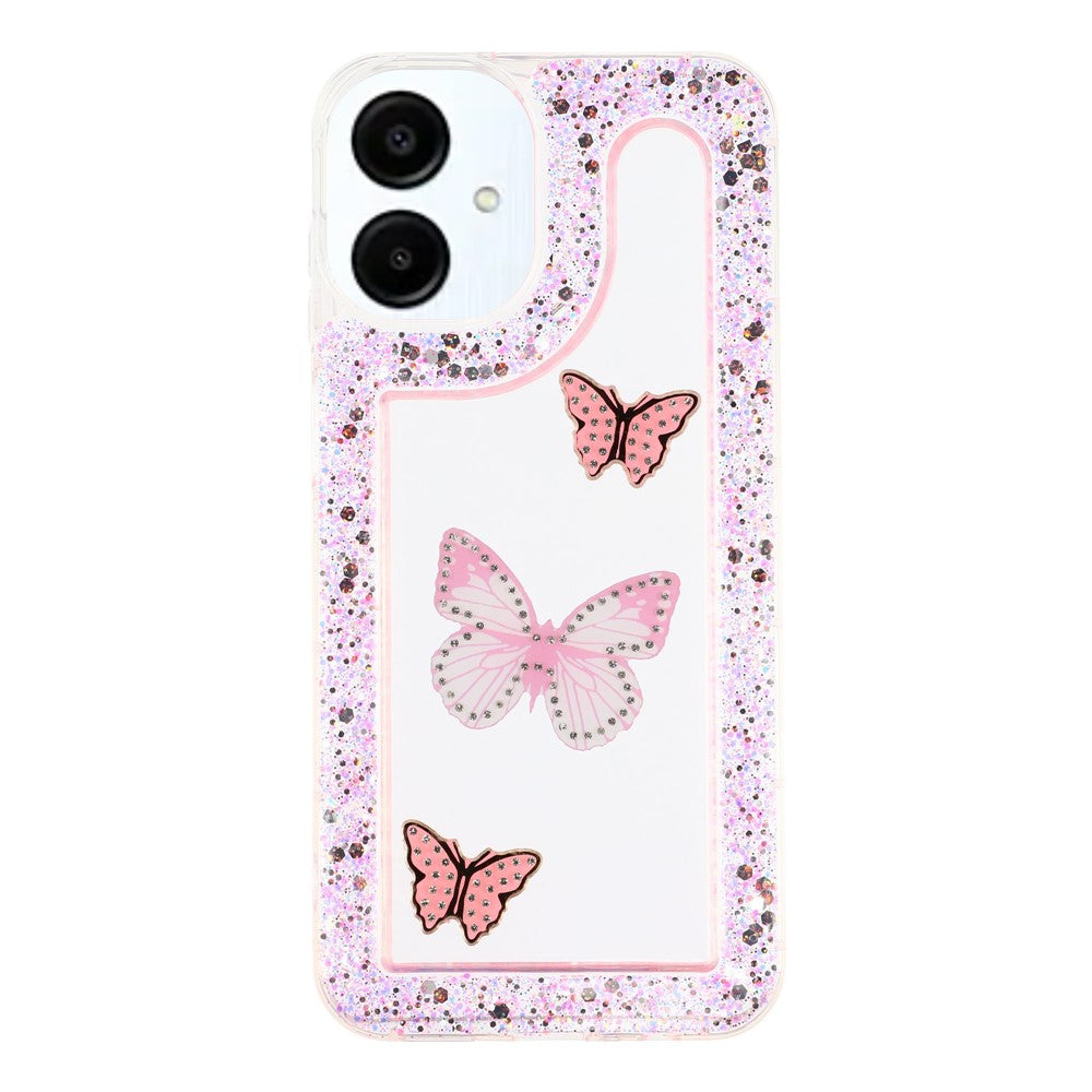 For Samsung Galaxy A06 4G Case DIY Butterfly Glitter Epoxy Soft TPU Phone Back Cover