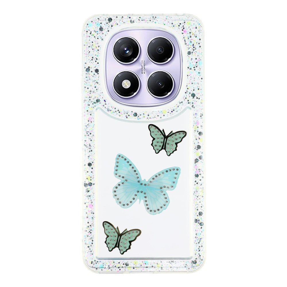 For Xiaomi Redmi Note 14 Pro 5G  /  Poco X7 5G Case DIY Butterfly Glitter Epoxy Soft TPU Phone Back Cover
