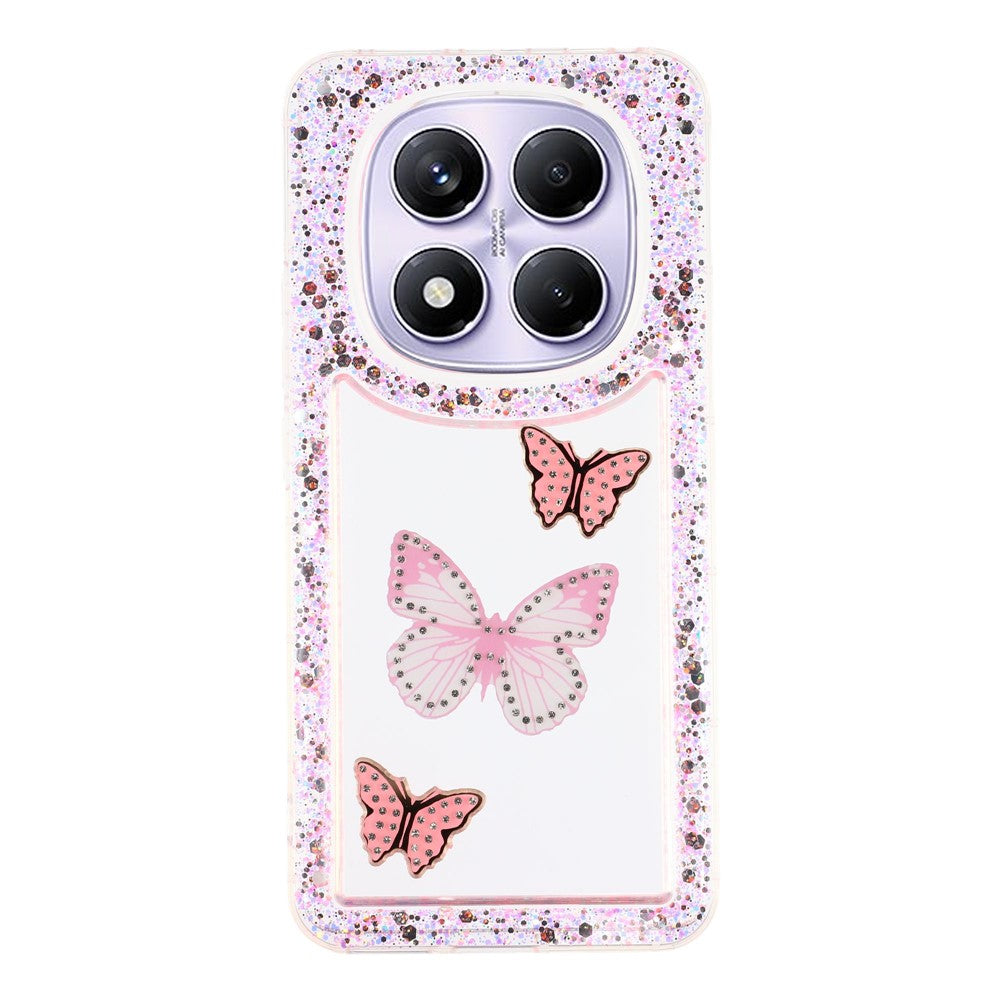 For Xiaomi Redmi Note 14 Pro 5G  /  Poco X7 5G Case DIY Butterfly Glitter Epoxy Soft TPU Phone Back Cover