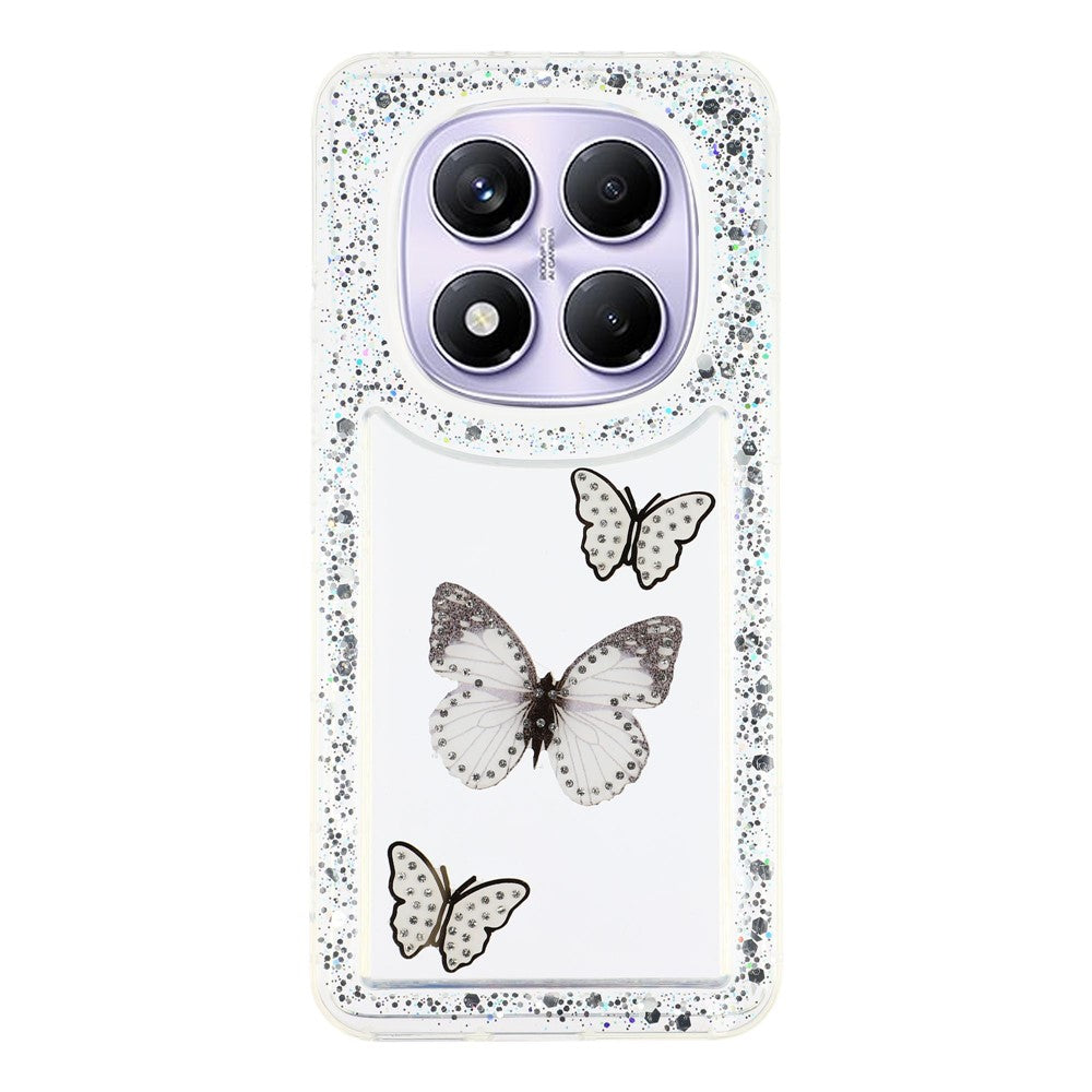 For Xiaomi Redmi Note 14 Pro 5G  /  Poco X7 5G Case DIY Butterfly Glitter Epoxy Soft TPU Phone Back Cover