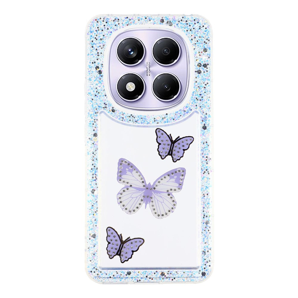 For Xiaomi Redmi Note 14 Pro 5G  /  Poco X7 5G Case DIY Butterfly Glitter Epoxy Soft TPU Phone Back Cover